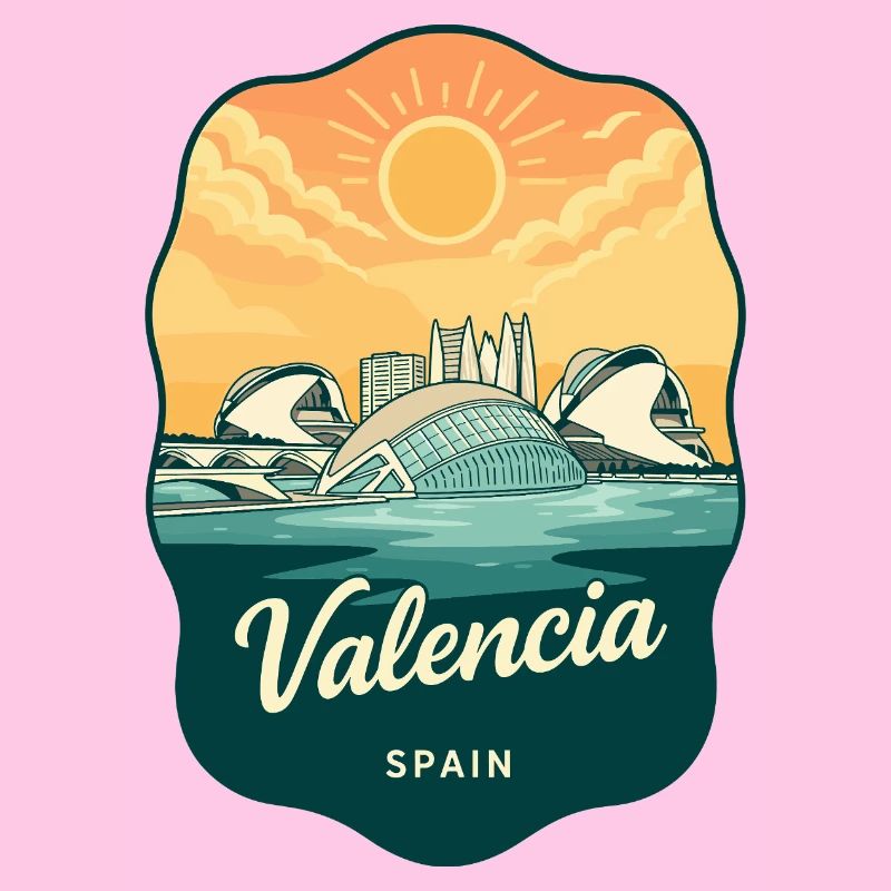 Valencia, Spanien Vintage Sunset Reiseabzeichen