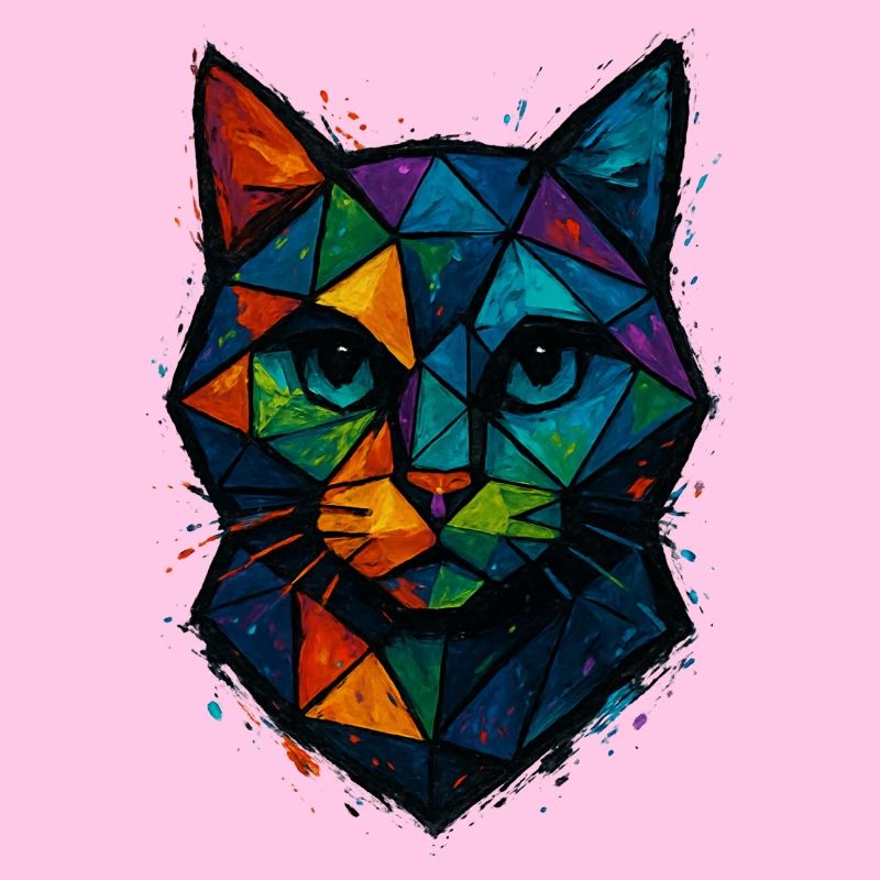 Cat Low Poly - Geometric Mesh Polygonal Art Desig