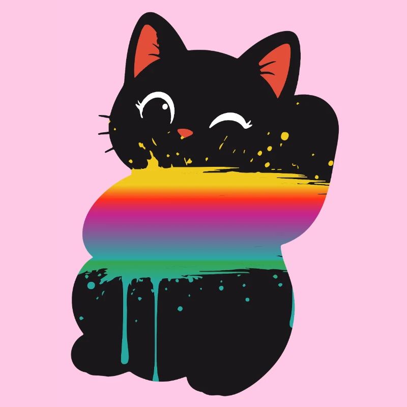 Süße Katze Regenbogen Splash Silhouette 
