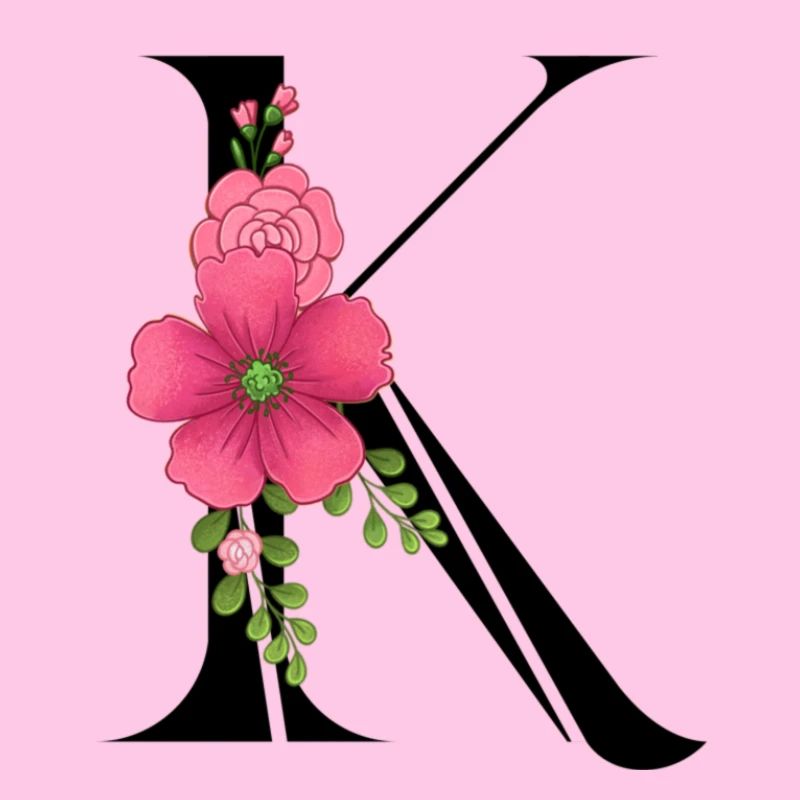 Eleganter Buchstabe 'K' mit Blumen