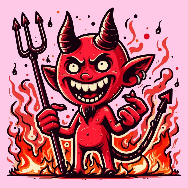 Cartoon Devil in Flames