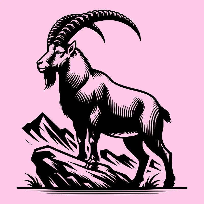 Steinbock mit gewaltigen Hörnern