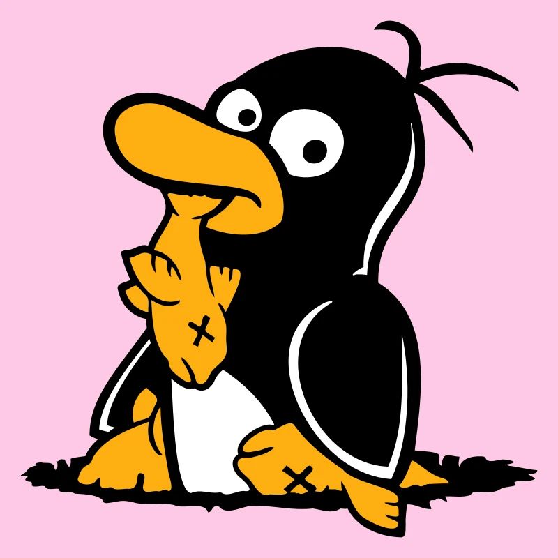 Penguin Eats Fish Caught Hole Bottom Hunger Cool