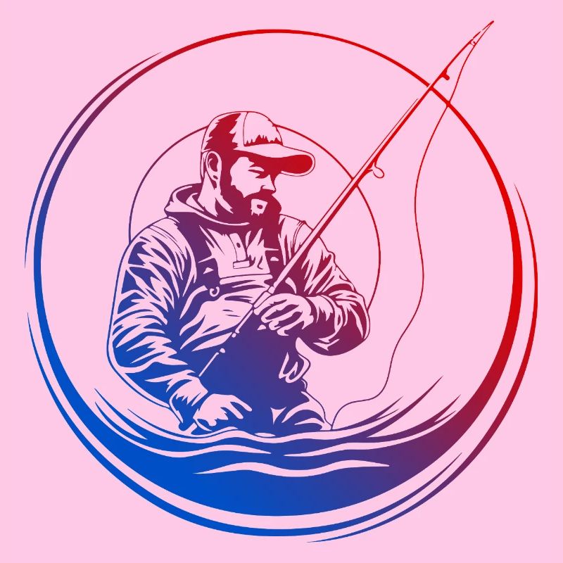 Silhouette de pêche colorée