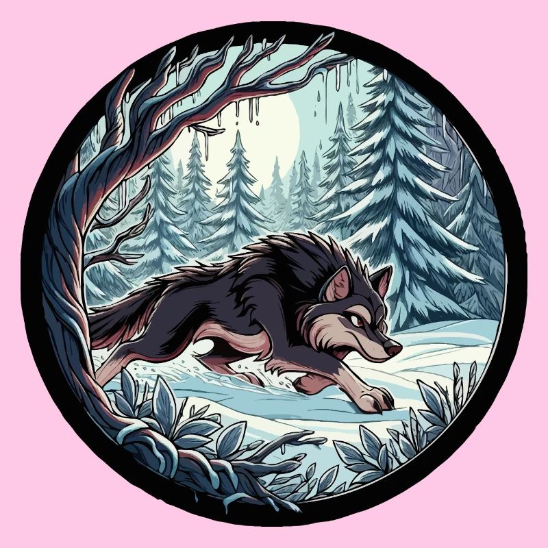 Loup dans la forêt enneigée