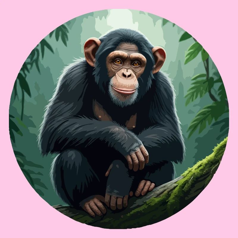 Chimpanzee on tree branch