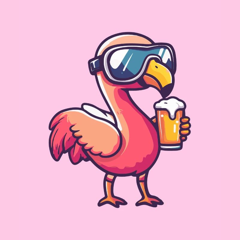 Flamingo Apres Ski Bier Comic