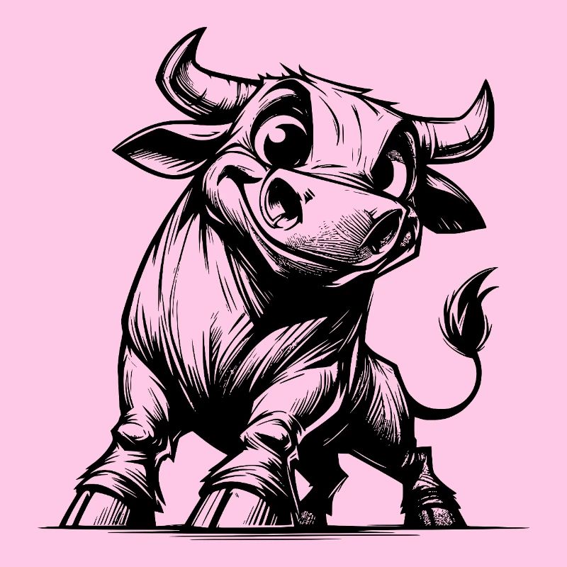 Dessin de taureau au crayon avec des cornes géantes