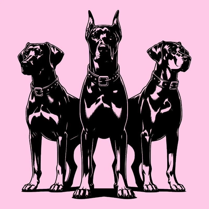 Three elegant vigilant guard dogs on post