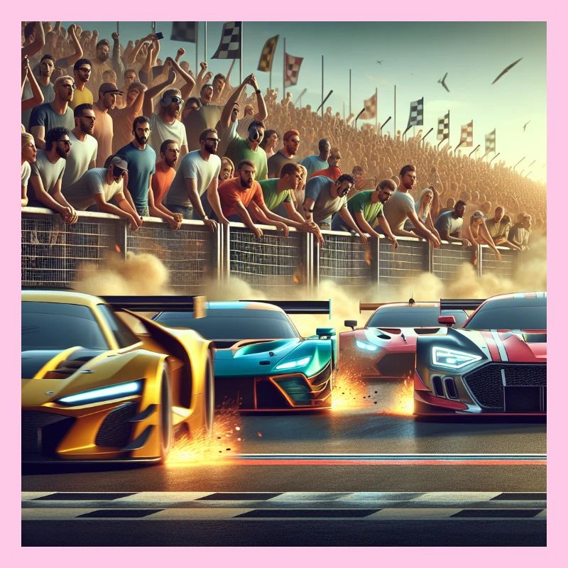 Voitures de course proches de l’arrivée