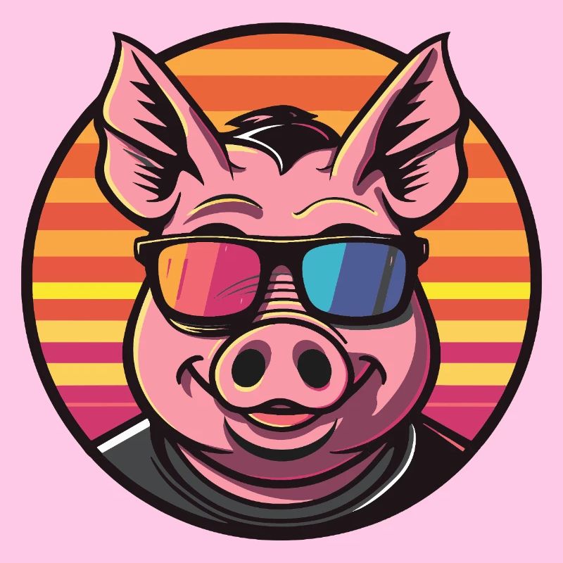 Cochon Bande Dessinée Été Cool