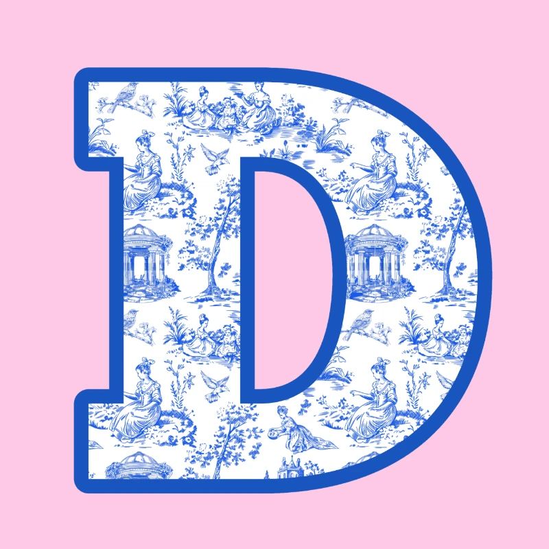 Lettre D chinoiserie bleu