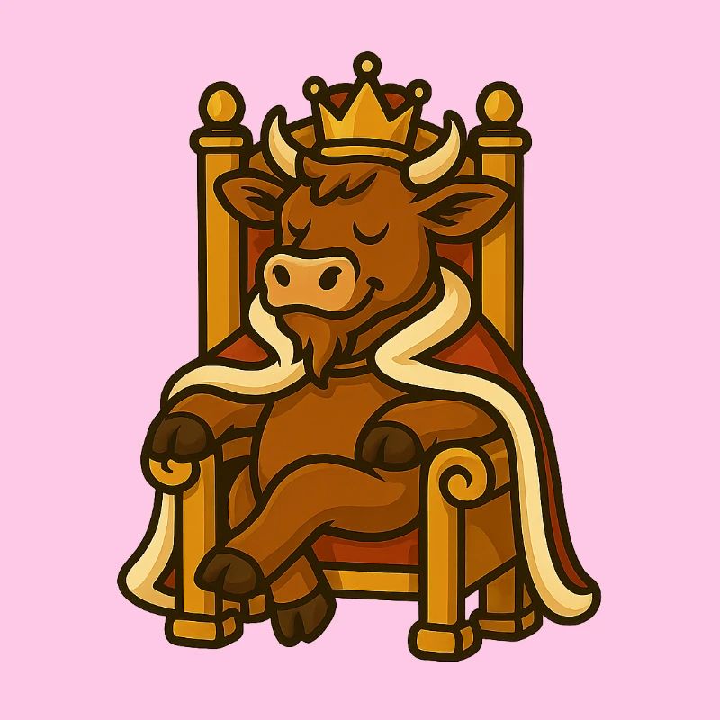 Vache avec couronne sur le trône