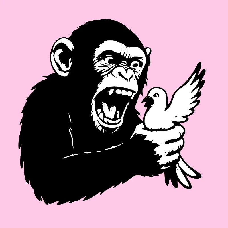 Affe quetscht Taube