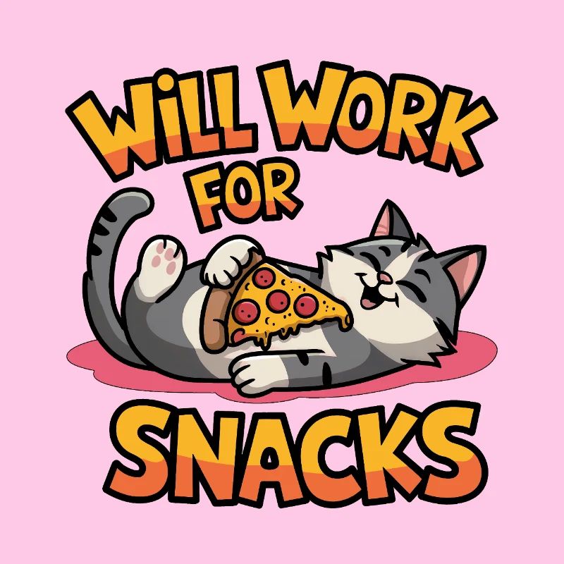 Fonctionnera pour les collations - Drôle de chat avec pizza