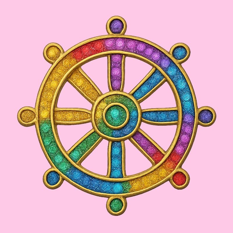 Dharma Roue Bouddhisme Octuple Sentier Glitter