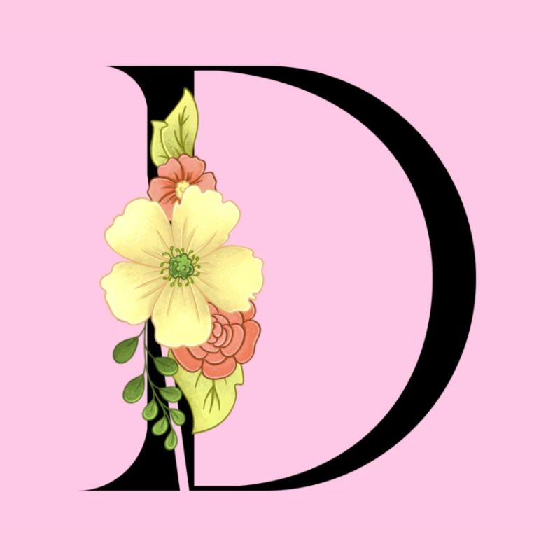 Eleganter Buchstabe 'D' mit Blumen