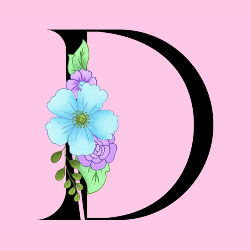 Eleganter Buchstabe 'D' mit Blumen