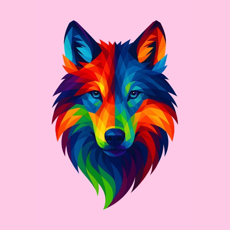 WPAP Polygon Stil Tiere Wolf