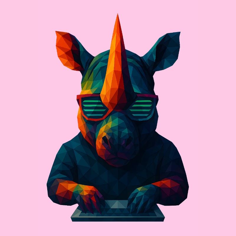 WPAP Stil Tiere - Techno Rhino mit Sonnenbrille