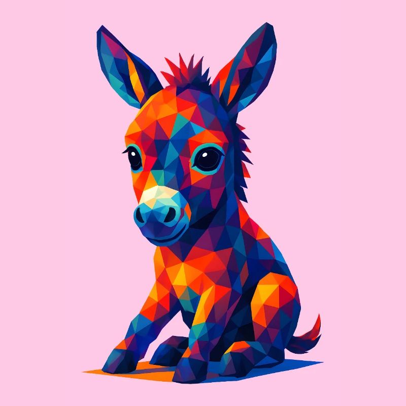 WPAP Polygon Kawaii Style Bébé âne âne âne