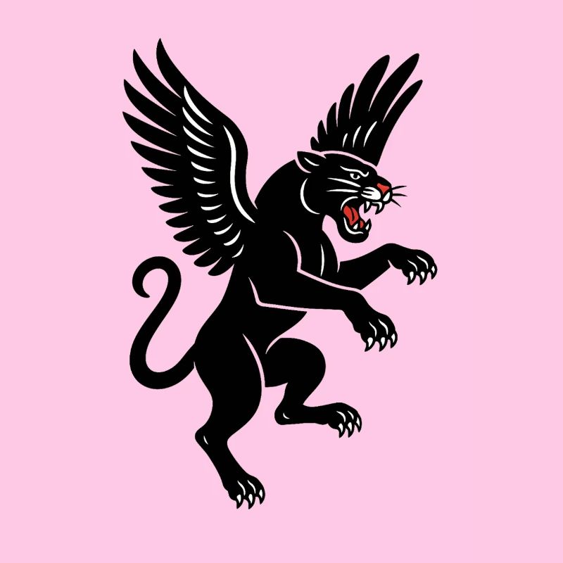 Black winged panther in flight