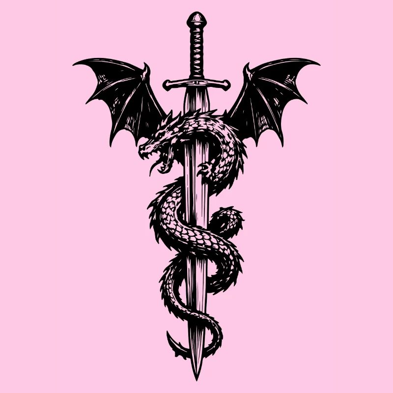 Blason médiéval avec dragon et épée