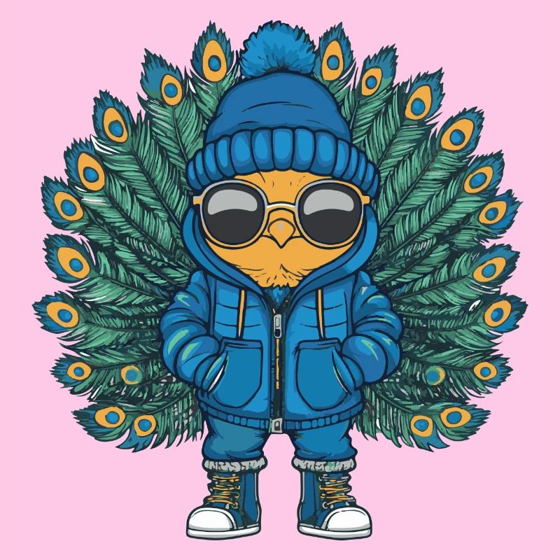 Peacock Bird Winter Comic