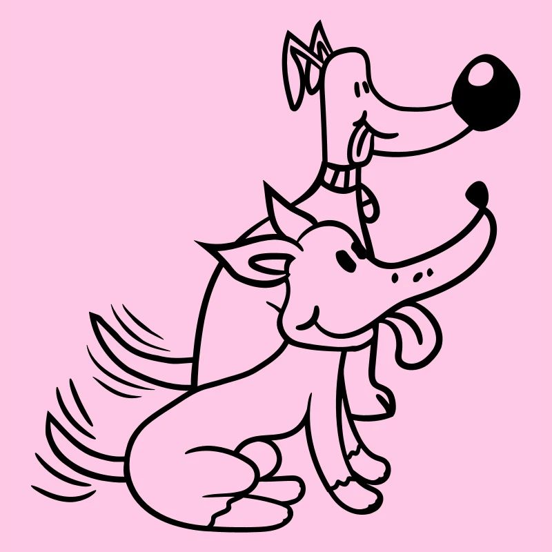 2 chiens équipe deux amis queue wiggle équipage