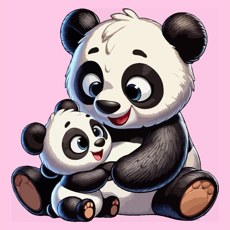Panda-Mutter mit Kind