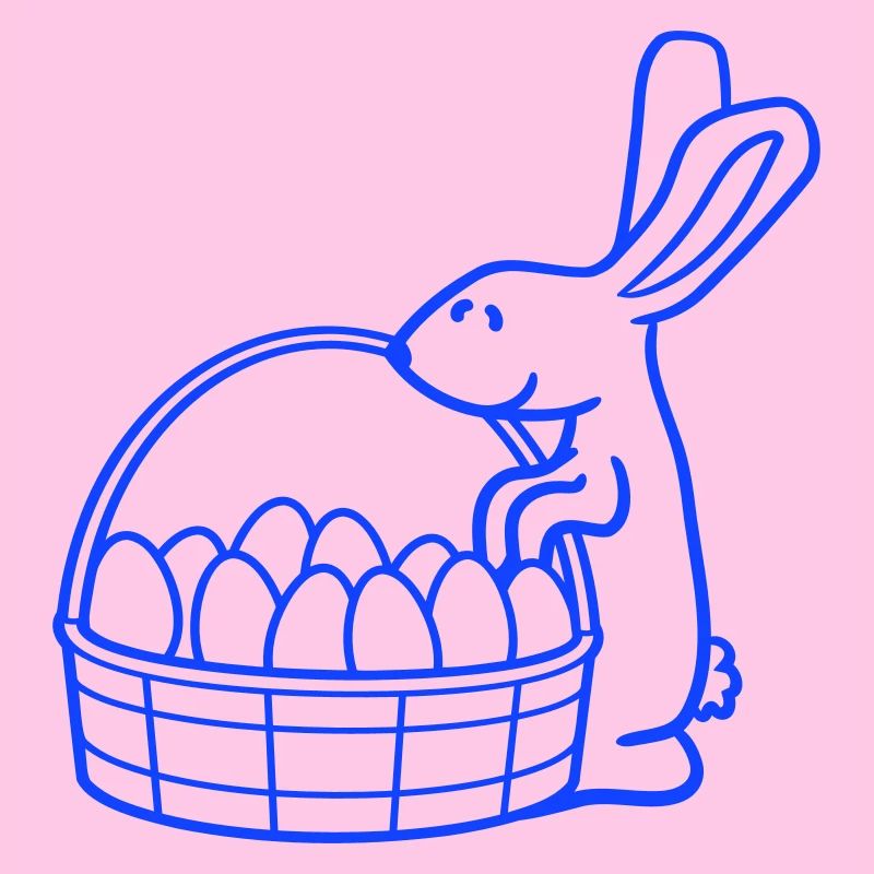 Bunny basket Easter eggs looking Easter bunny colorful eggs