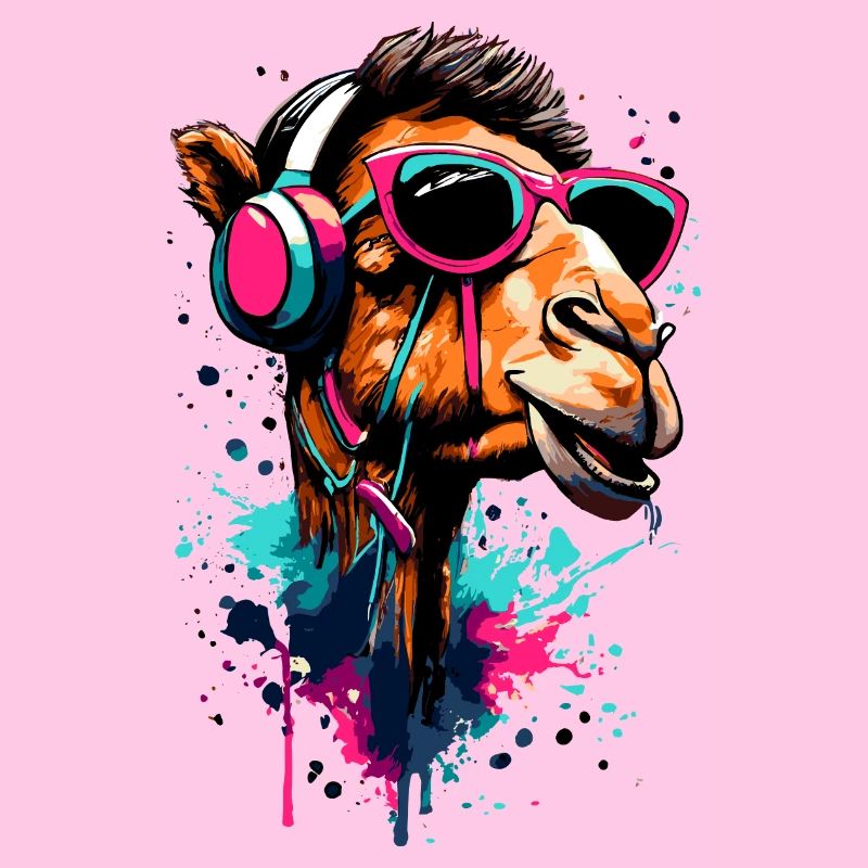 Kamel Dromedar Farbenfroh mit Kopfhörer - DJ Kamel