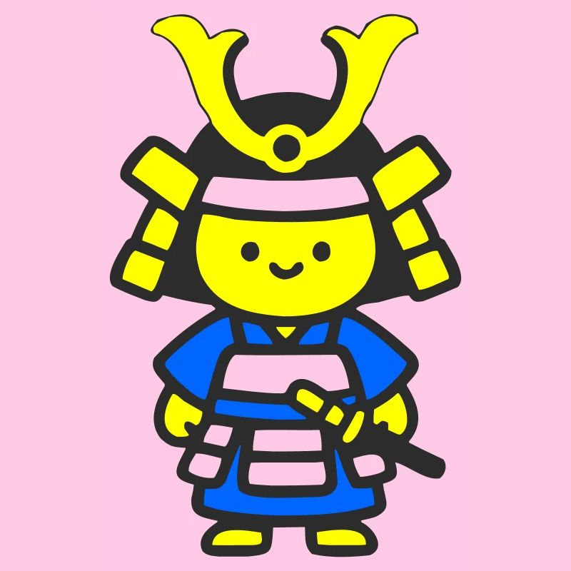 Kawaii Samurai in Blau