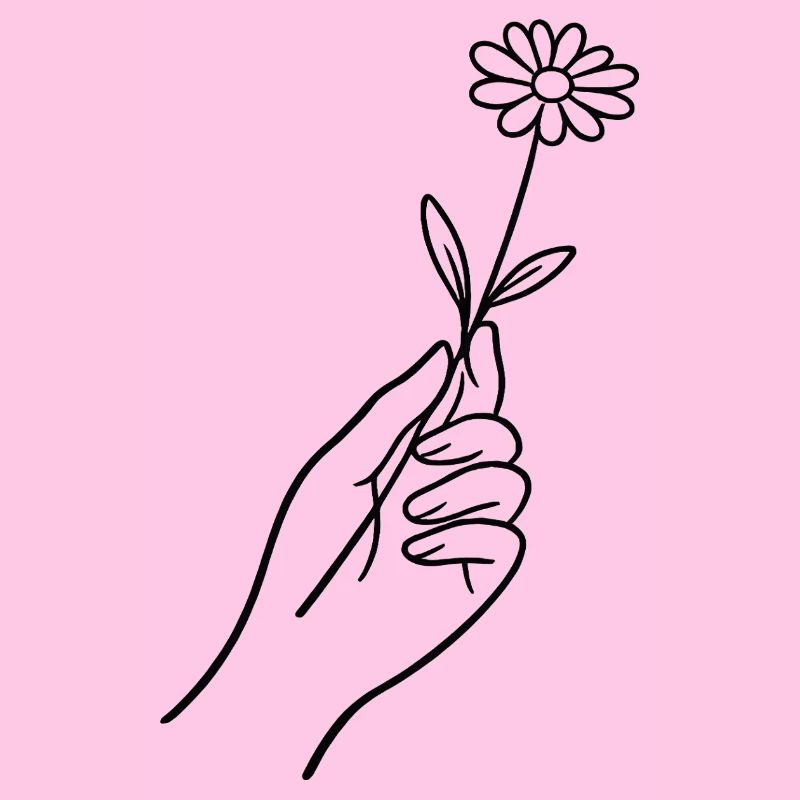Linienhand mit Blume