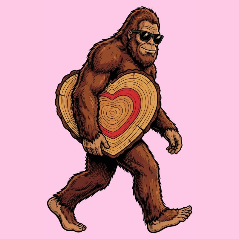 Sasquatch mit Holzherz