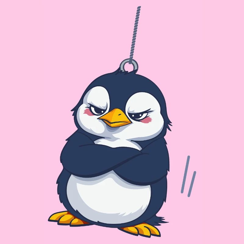 Grumpy Penguin Hanging