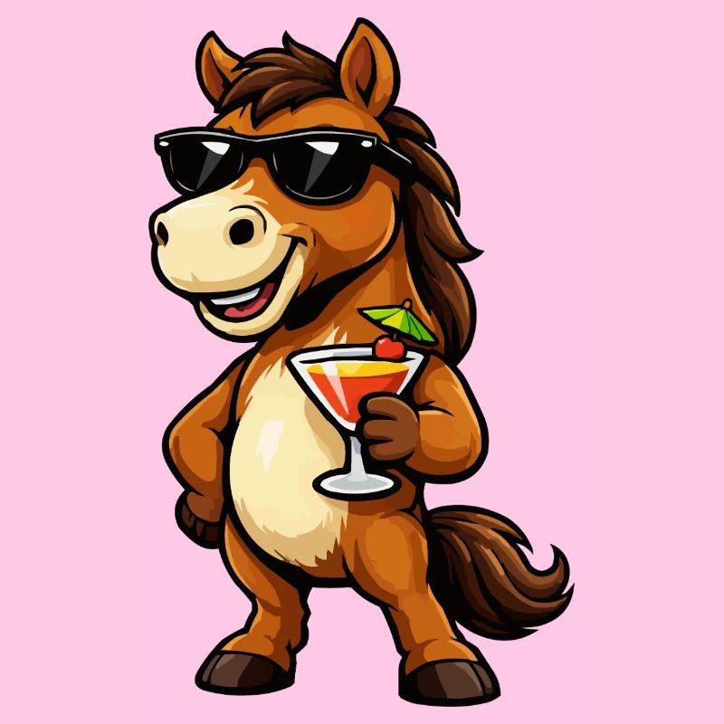 Sommerspaß Pferd mit Cocktail