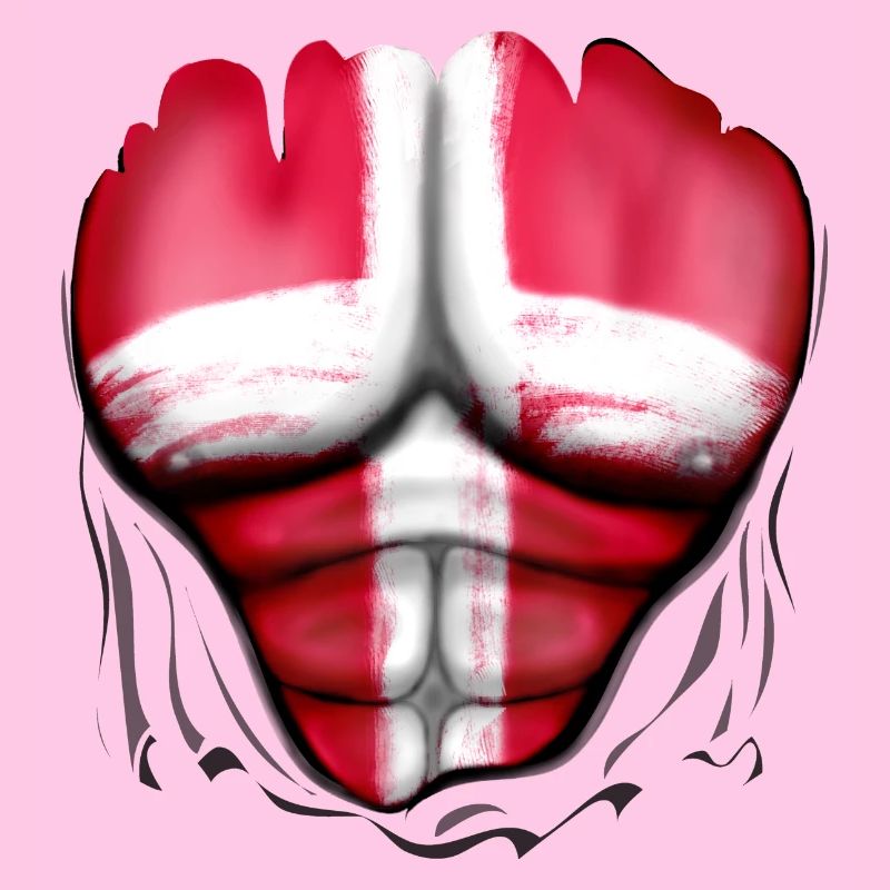Denmark Flag Ripped Muscles, six pack, chest
