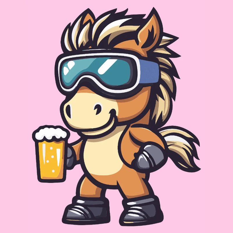 Pferd Apres Ski Bier Comic
