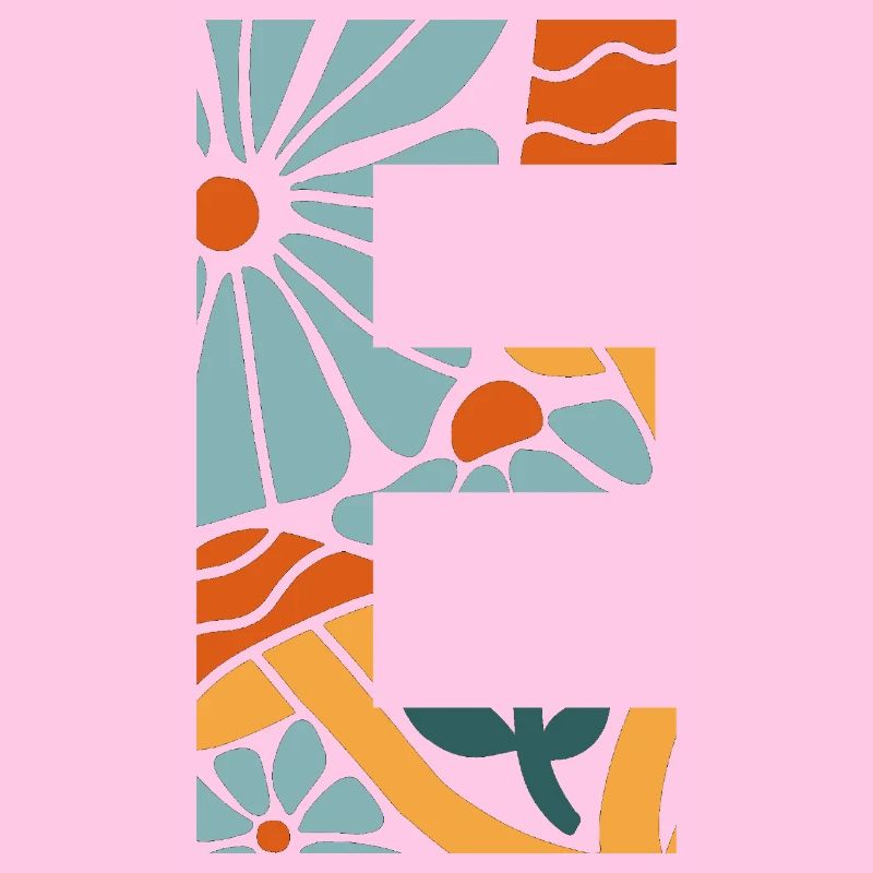 Buchstabe e Blumen groovy Geschenkidee