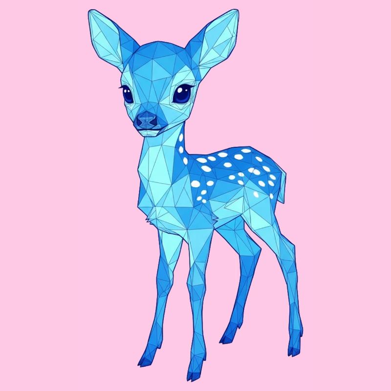 Cerf bleu low-poly