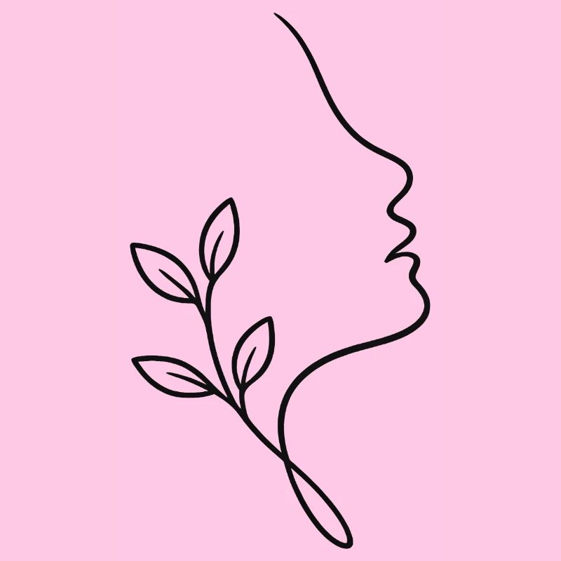 Face linéaire avec feuillage