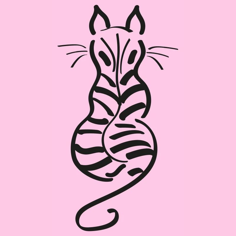 Cat Minimalist Line Back Stripe Tiger