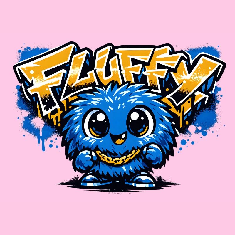 Fluffy Graffiti Blaues Maskottchen