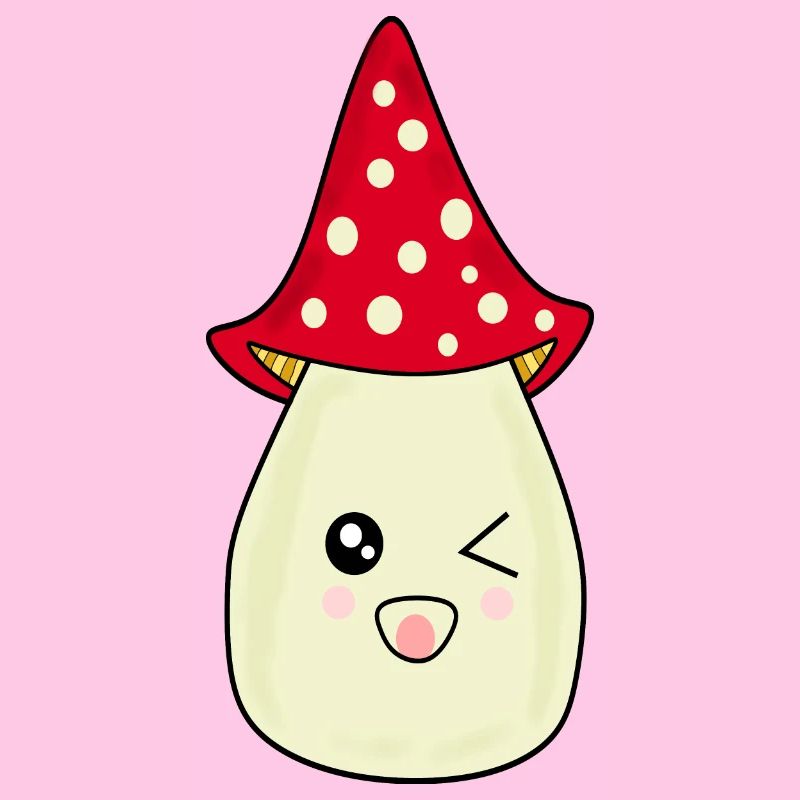 Kawaii Mushroom Toadstool cute red with face