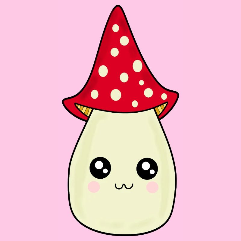 Kawaii champignon Toadstool mignon rouge avec visage