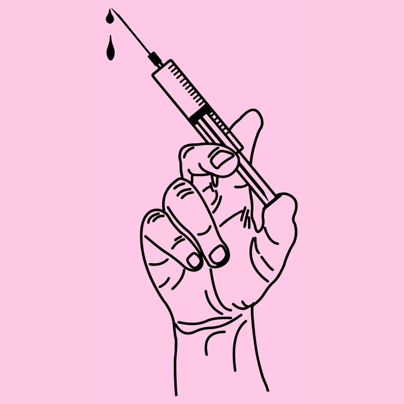 Seringue de vaccination tenant la main