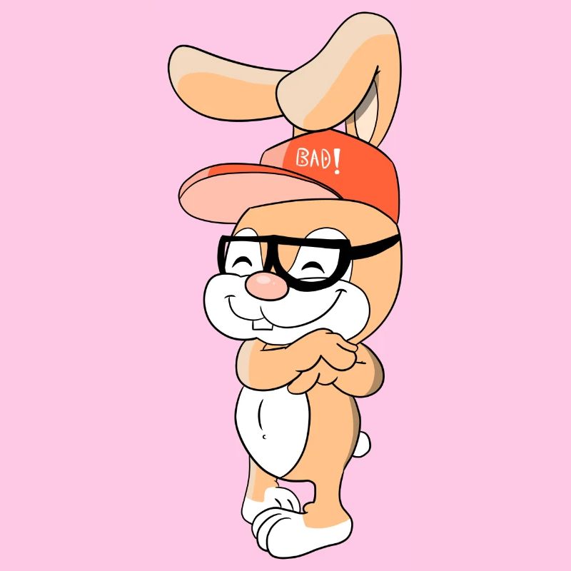 Cool bunny rabbit with cap and glasses