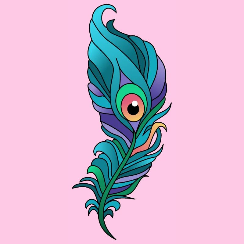 Plume de paon colorée