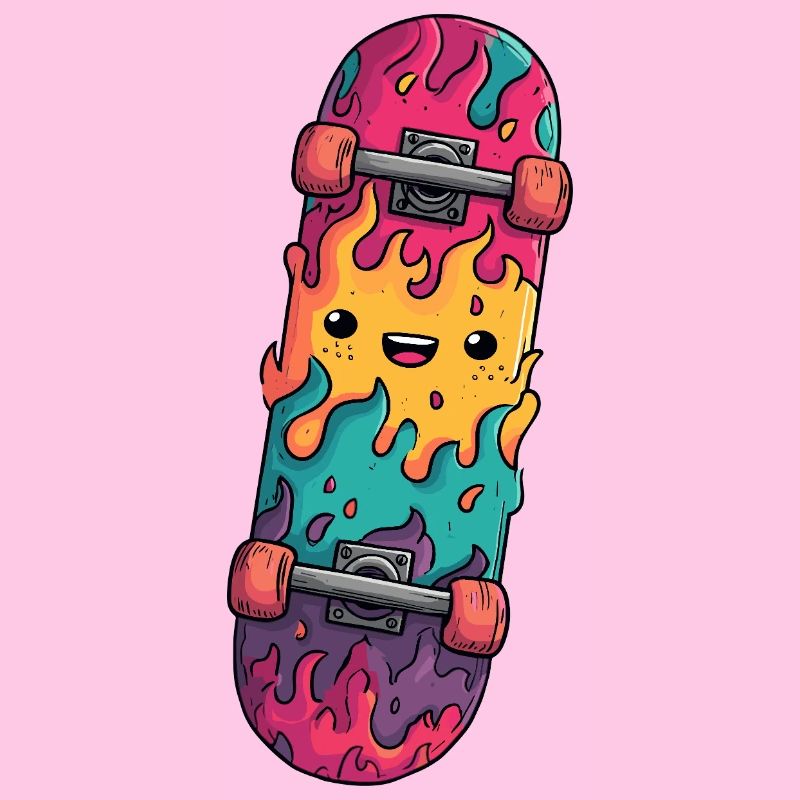 Flame Skateboard Laughing Face